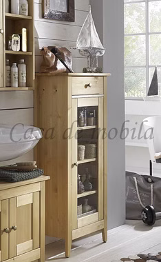 Echtholz Badschrank 49x118x31cm SPLASH Kiefer massiv gelaugt geölt Casa de mobila Goslar Echtholz Badschrank 49x118x31cm SPLASH Kiefer massiv gelaugt geölt Casa de mobila Goslar