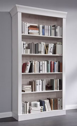 Massivholz Bücherwand-regal 402x202x38cm BERGEN Kiefer massiv weiß,grau,gelaugt geölt oder bernsteinfarben, 113 lgf/lgf (4x) Casa de mobila Goslar