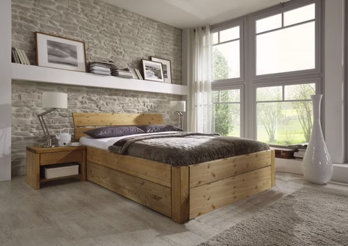 Massivholzbett mit schubladen EASY SLEEP 140x200x45cm Kiefernholz gelaugt geölt Massivholzbett mit schubladen EASY SLEEP 140x200x45cm Kiefer massiv gelaugt geölt Casademobila Goslar