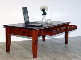 Massivholz Stubentisch mit Schubladen DECOR 130x45x65cm Fichte kirschfarben lackiert Casa de mobila Goslar