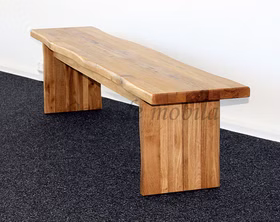 bank mit Baumkante und Holzbeine ZINGST 180x45x40cm Wildeiche massiv natur geölt Casa de mobila Goslar