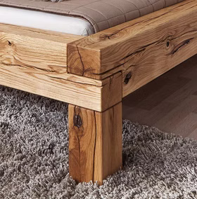 Balkenbett 160x200x40cm ELIAS Holz Wildeiche massiv rustikal geölt von Casademobila Goslar
