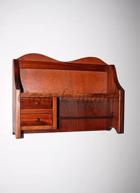 Küchenrollen-Halter 44x32x12cm DECOR Fichte kirschbaumfarben lackiert Küchenregal mit Papierrollenhalter zwei Schubkästen und Ablage aus Fichtenholz in Kirschbaumfarbe
