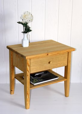 Nachtkonsole mit schublade Easy Sleep 55x53x40cm Kiefer gelaugt geölt Massivholz Nachtschrank Nr.3 mit schublade und ablage Easy Sleep 55x53x40cm Kiefer massiv gelaugt geölt Casa de mobila Goslar