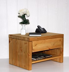 Nachtkommode mit schublade und ablage 59x39x42cm EASY SLEEP Kiefer massiv gelaugt geölt Casa de mobila Goslar