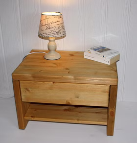 Nachtkommode mit schublade und ablage 59x39x42cm EASY SLEEP Kiefernholz massiv gelaugt geölt Casa de mobila Goslar