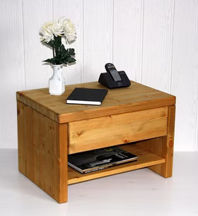 Nachtschrank mit schublade und ablage 59x39x42cm EASY SLEEP Kiefer massiv gelaugt geölt Casa de mobila Goslar