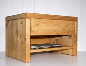 Massivholz Nachtkommode mit schublade und ablage 59x39x42cm EASY SLEEP Kiefer massiv gelaugt geölt Casa de mobila Goslar