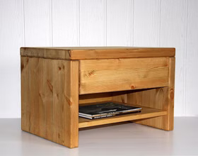 Massivholz Nachttisch mit schublade und ablage 59x39x42cm EASY SLEEP Kiefer massiv gelaugt geölt Casa de mobila Goslar
