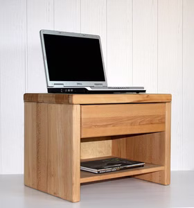 Massivholz Nachtschrank mit schublade und ablage EASY SLEEP 59x45x42cm Kernbuche massiv natur geölt Casa de mobila Goslar