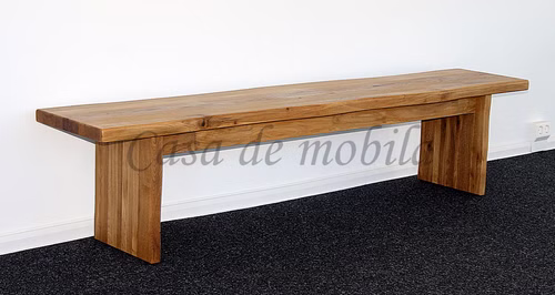 bank mit Baumkante und Holzbeine ZINGST 220x45x40cm Wildeiche massiv natur geölt Casa de mobila Goslar