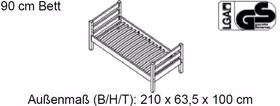Massivholz Kinderbett mit Rollrost 90x200cm INFANSKIDS Kiefer massiv weiß lasiert Casademobila Goslar
