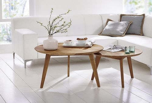 Couchtisch-Set rund OLPE Wildeiche massiv geölt