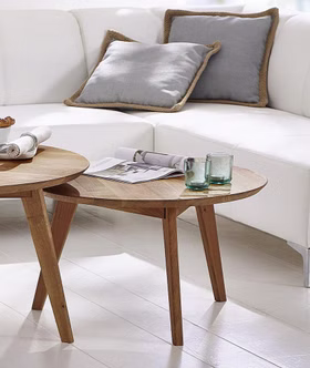 Couchtisch 2er Set rund 70x41x70 & 90x47x90 cm Wildeiche natur geölt Couchtisch 2er Set rund 70x41x70 & 90x47x90 cm Wildeiche natur geölt