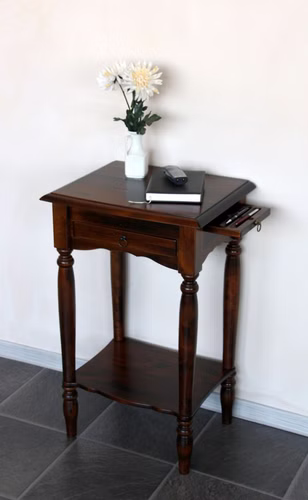 Konsolentisch mit gedrechselten beinen 49x81x37cm Pappel massiv braun nussbaumfarben lackiert Casademobila Goslar