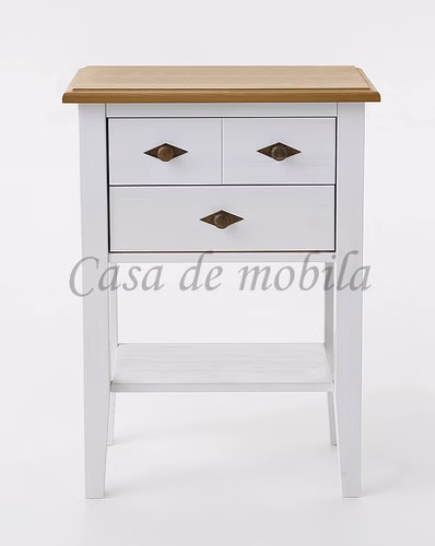 Konsolentisch 58x79x35cm BERGEN Kiefer 2farbig weiß / gelaugt geölt