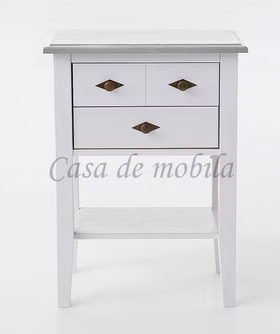 Massivholz Telefontisch mit Ablage und 2 Schubladen 58x79x35cm BERGEN Kiefer massiv weiß Casa de mobila Goslar