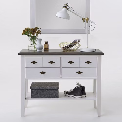 Konsolentisch 102x79x35cm BERGEN Kiefer 2farbig weiß / grau lasiert Konsolentisch 102x79x35cm BERGEN Kiefer 2farbig weiß / grau lasiert