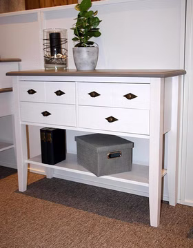 Konsolentisch 102x79x35cm BERGEN Kiefer 2farbig weiß / grau lasiert
