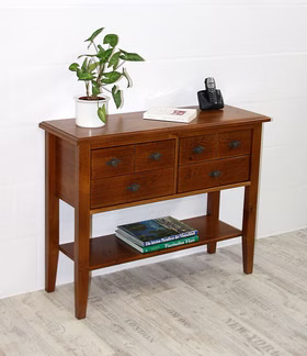 Konsolentisch 102x79x35cm BERGEN Kiefer bernsteinfarben lackiert Massivholz Flurtisch mit Schubladen 102x79x35cm BERGEN Kiefer massiv bernsteinfarben lackiert Casademobila Goslar
