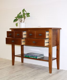 Konsolentisch 102x79x35cm BERGEN Kiefer bernsteinfarben lackiert Massivholz Konsolentisch mit Schubladen 102x79x35cm BERGEN Kiefer massiv bernsteinfarben lackiert Casademobila Goslar