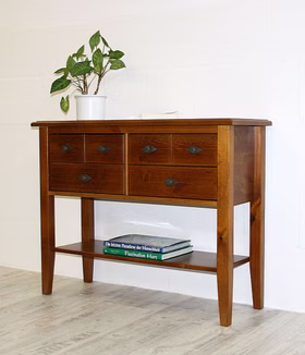 Konsolentisch 102x79x35cm BERGEN Kiefer bernsteinfarben lackiert Breite Telefontisch mit Schubladen 102x79x35cm BERGEN Kiefer massiv kirschbaumfarben lackiert Casademobila Goslar