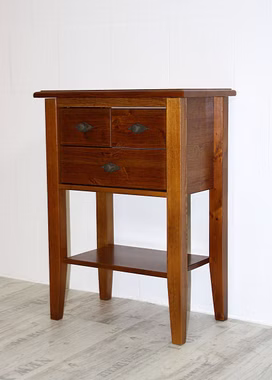 Massivholz Flurkommode mit Ablage und 2 Schubladen 58x79x35cm BERGEN Kiefer massiv bernsteinfarben lackiert Casa de mobila Goslar