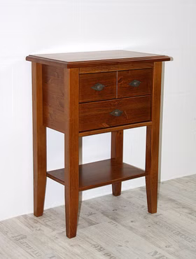 Massivholz Flurtisch mit Ablage und 2 Schubladen 58x79x35cm BERGEN Kiefer massiv Goldbraunfarben lackiert Casa de mobila Goslar