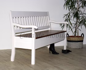Truhenbank 169x93x46cm BOSTON Kiefer 2farbig weiß bernstein Truhenbank 169x93x46cm BOSTON Kiefer 2farbig weiß bernstein