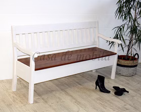 Truhenbank 169x93x46cm BOSTON Kiefer 2farbig weiß bernstein Truhenbank 169x93x46cm BOSTON Kiefer 2farbig weiß bernstein