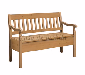 Holzbank mit Stauraum und Armlehne Boston 131cm breit Kiefernholz massiv gelaugt geölt bei Casademobila Goslar