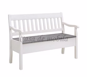 Truhenbank mit Armlehne und Stauraum 131cm breit Boston weiß grau Kiefernholz massiv von Casademobila Goslar Truhenbank mit Armlehne und Stauraum 131cm breit Boston weiß grau Kiefernholz massiv von Casademobila Goslar