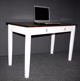 Massivholz Schreibtisch DECOR Pappel 2farbig weiß Braun nussbaumfarben casademobila Goslar