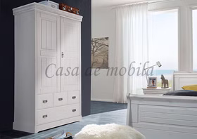 Massivholz Kinderschrank mit schubladen NEAPEL 120x190x55cm Kiefer massiv weiß gewachst Casa de mobila Goslar Massivholz Kinderschrank mit schubladen NEAPEL landhaus 120x190x55cm Kiefer massiv weiß gewachst Casa de mobila Goslar
