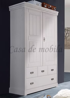 Massivholz Dielenschrank mit schubladen NEAPEL 120x190x55cm Kiefer massiv weiß gewachst Casa de mobila Goslar Massivholz Dielenschrank mit schubladen NEAPEL 120x190x55cm Kiefer massiv weiß gewachst Casa de mobila Goslar