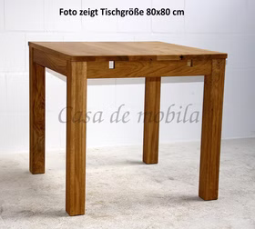 Echtholz tisch mit ansteckplatte 120-200x75x80cm Diez Wildeiche massiv geölt casademobila Goslar