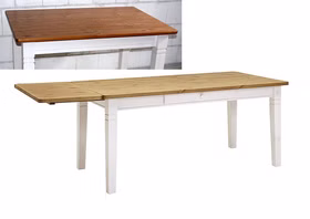 Esstisch 180x78x90cm FJORD Kiefer massiv 2farbig weiß lasiert / bernstein lackiert Esstisch 180x78x90cm FJORD Kiefer massiv 2farbig weiß lasiert / bernstein lackiert
