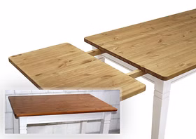 Esstisch 180x78x90cm FJORD Kiefer massiv 2farbig weiß lasiert / bernstein lackiert Esstisch 180x78x90cm FJORD Kiefer massiv 2farbig weiß lasiert / bernstein lackiert