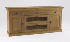 Anrichte mit Glasschubladen 185x85x45cm BERGEN Kiefernholz gelaugt geölt Anrichte mit Glasschubladen 185x85x45cm BERGEN Kiefer massiv gelaugt geölt Casa de mobila Goslar