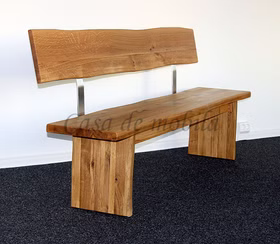 Küchenbank mit lehne 180x92x49 cm Baumkante eichenholz massiv geölt Casa de mobila Goslar