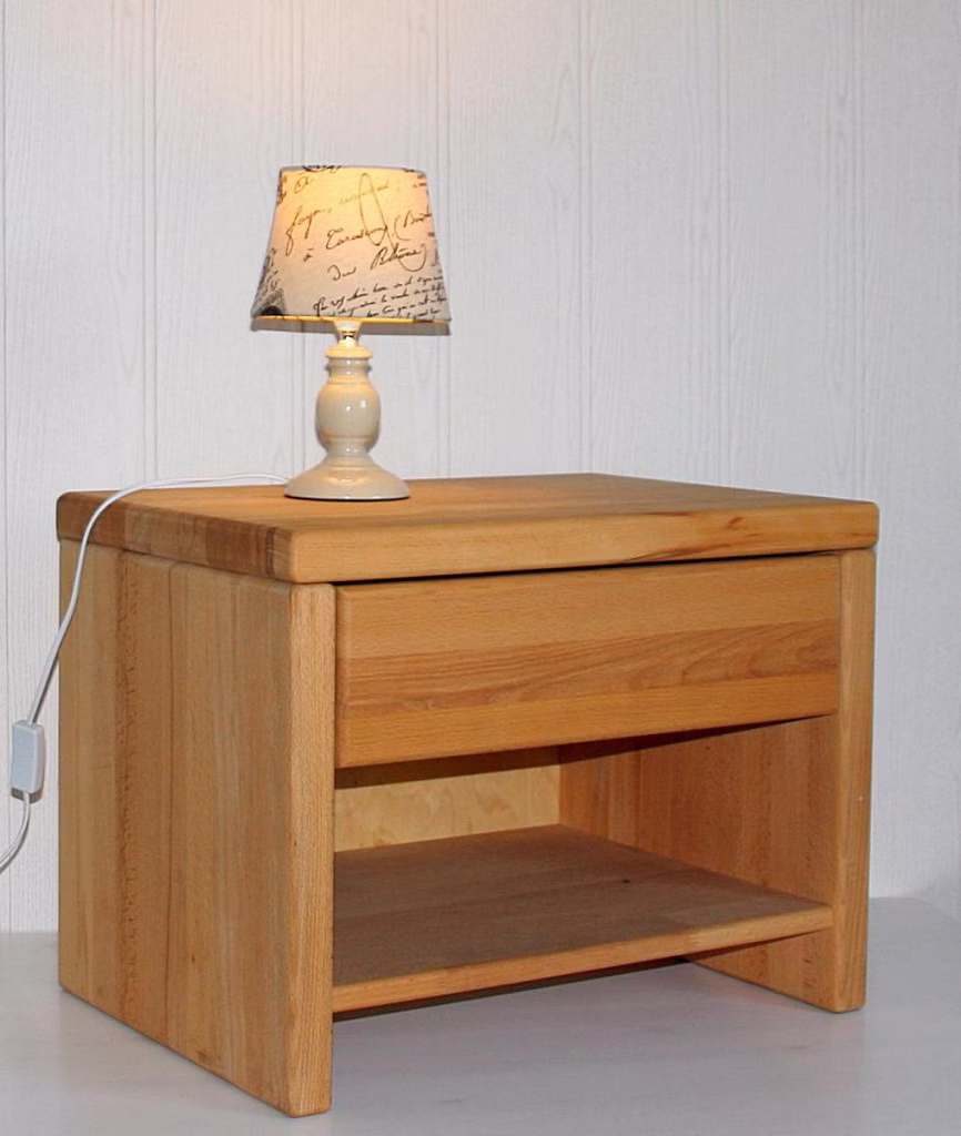 Nachtkommode mit schublade 59x39x42cm EASY SLEEP Kernbuche massiv geölt Nachtkommode mit schublade und ablage in 39 cm höhe EASY SLEEP Kernbuche massiv natur geölt Casa de mobila Goslar