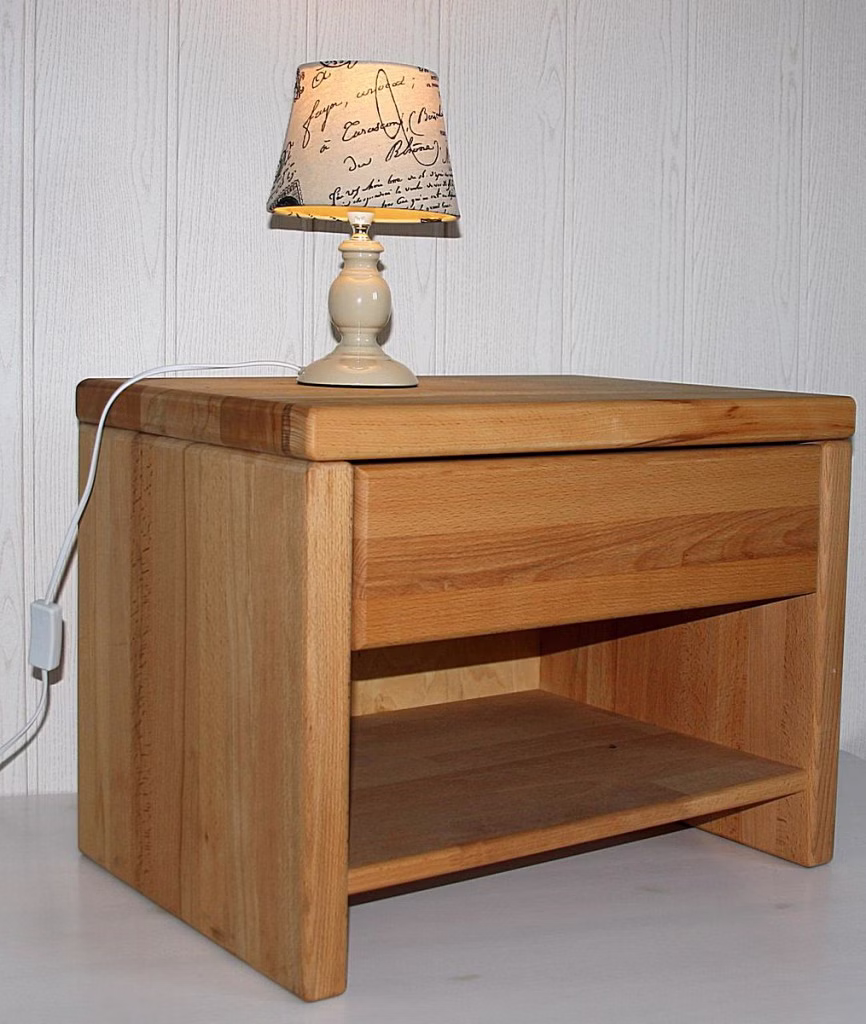 Nachtkommode mit schublade 59x39x42cm EASY SLEEP Kernbuche massiv geölt Nachtschrank mit schublade und ablage in 39 cm höhe EASY SLEEP Kernbuche massiv natur geölt Casa de mobila Goslar