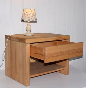 Nachtkommode mit schublade 59x39x42cm EASY SLEEP Kernbuche massiv geölt Nachttisch mit schublade und ablage in 39 cm höhe EASY SLEEP Kernbuche massiv natur geölt Casa de mobila Goslar