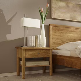Massivholz Nachtkommode mit schublade und ablage Easy Sleep in 40cm höhe Eiche massiv natur geölt Casa de mobila Goslar