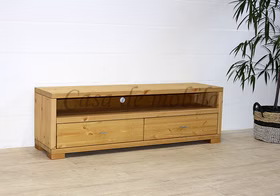 Massivholz TV-Bank mit schubladen 160x51x43cm GULDBORG Kiefer massiv gelaugt geölt Casa de mobila Goslar
