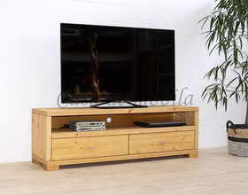 Massivholz TV-schrank mit schubladen 160x51x43cm GULDBORG Kiefer massiv gelaugt geölt Casa de mobila Goslar