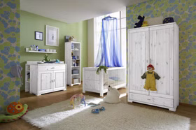 Massivholz Standregal Guldborg 53x178x39cm Kiefer massiv weiß lasiert Casa de mobila Goslar