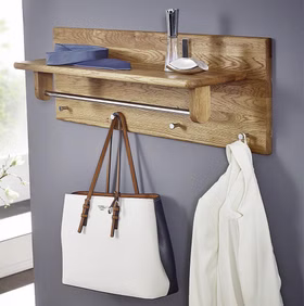 Garderobe mit Hutablage 81x30x24cm HARZ Wildeiche massiv natur geölt Casademobila Goslar
