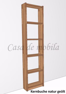 Massivholz Regal Bücherregal schmal CONTRA 47x197x21cm kernbuche massiv natur geölt Casa de mobila Goslar