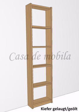 Massivholz Regal Bücherregal schmal CONTRA 47x197x21cm kiefer massiv gelaugt geölt Casa de mobila Goslar